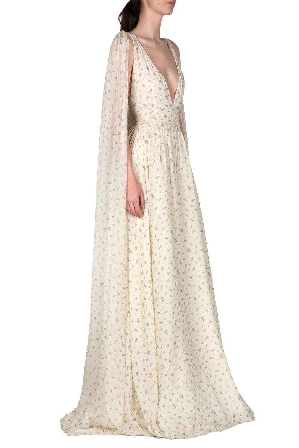 Luisa Beccaria Abito Da Sposa Winter Garden In Georgette Effetto Mantella Con Scollo A V