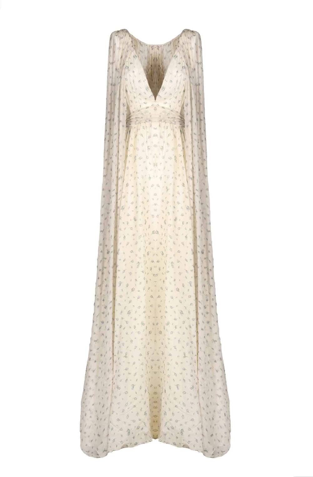 Luisa Beccaria Abito da sposa Winter Garden in georgette effetto mantella con scollo a V