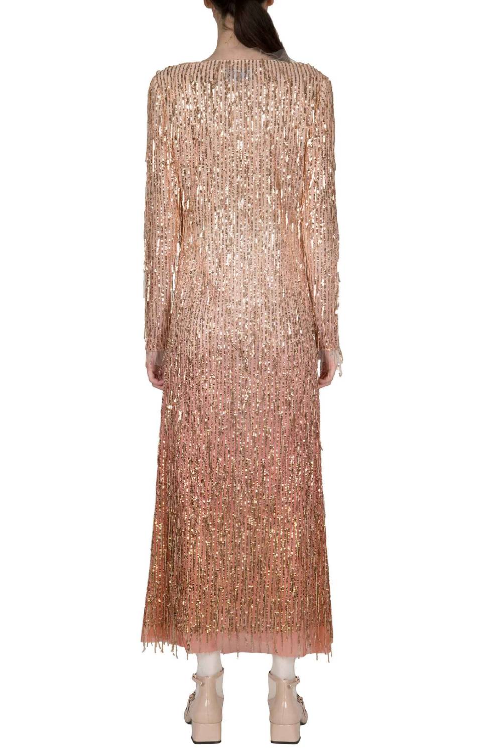 Luisa Beccaria Abito Degrade' In Paillettes Con Frange