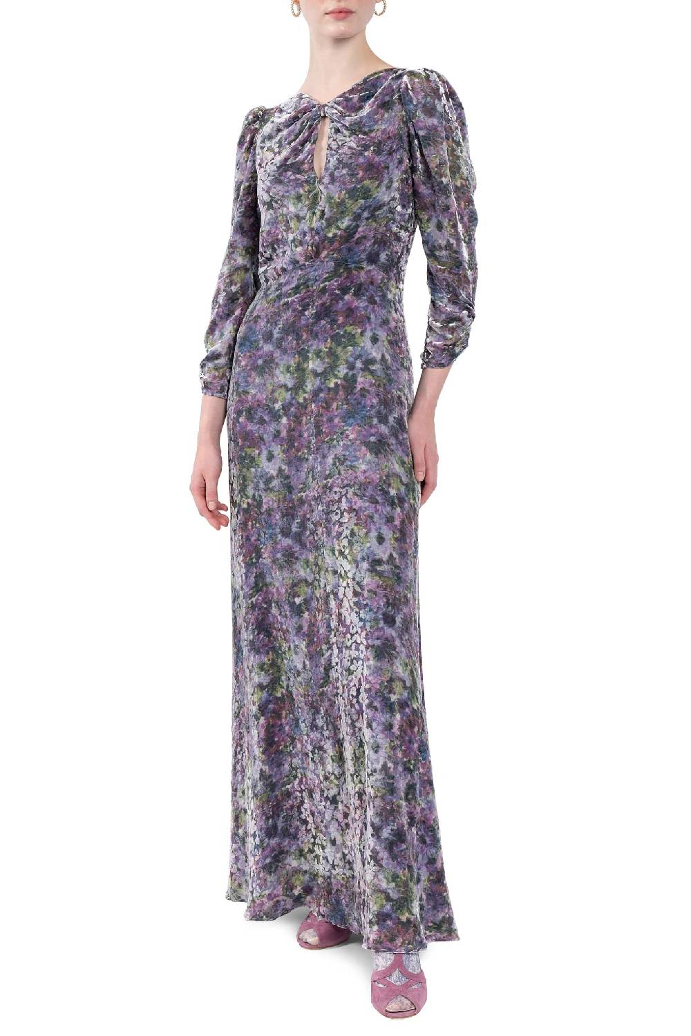 Luisa Beccaria Abito Devorè Floreale Con Fiocco Drappeggiato