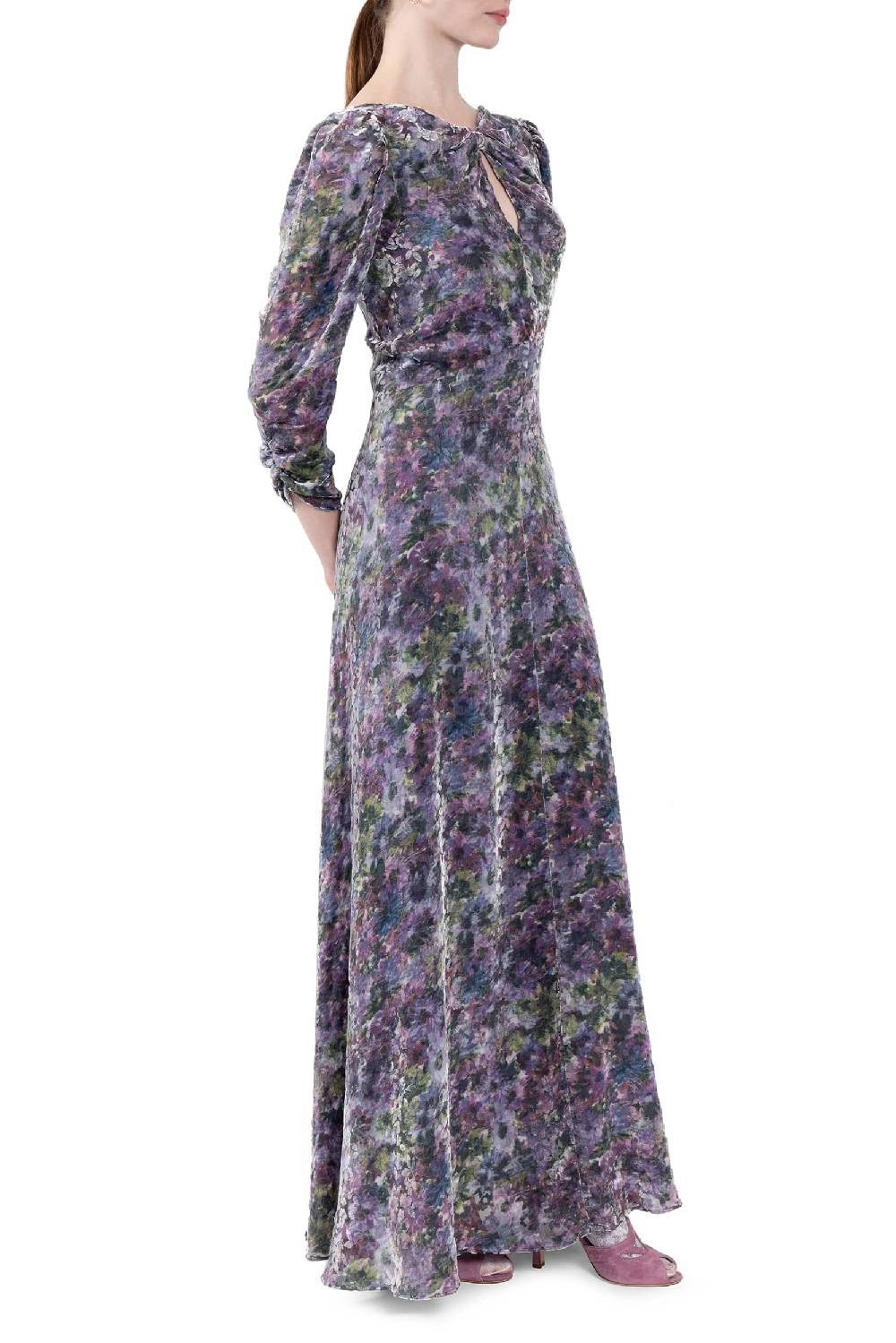 Luisa Beccaria Abito Devorè Floreale Con Fiocco Drappeggiato
