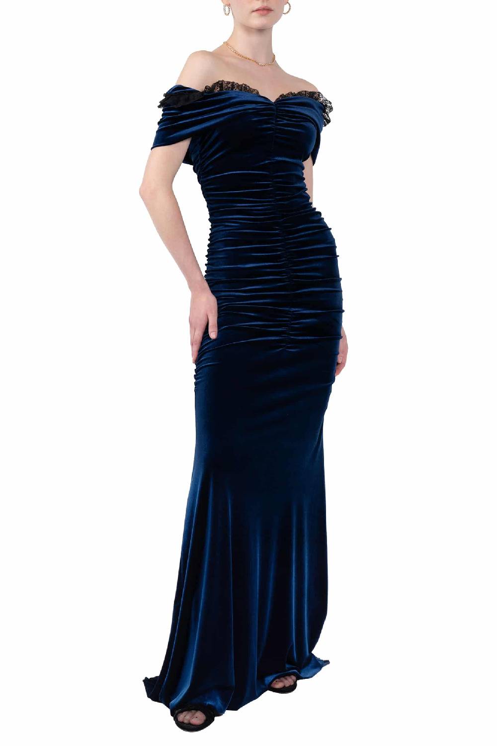 Luisa Beccaria Abito Drappeggiato In Velluto Elasticizzato