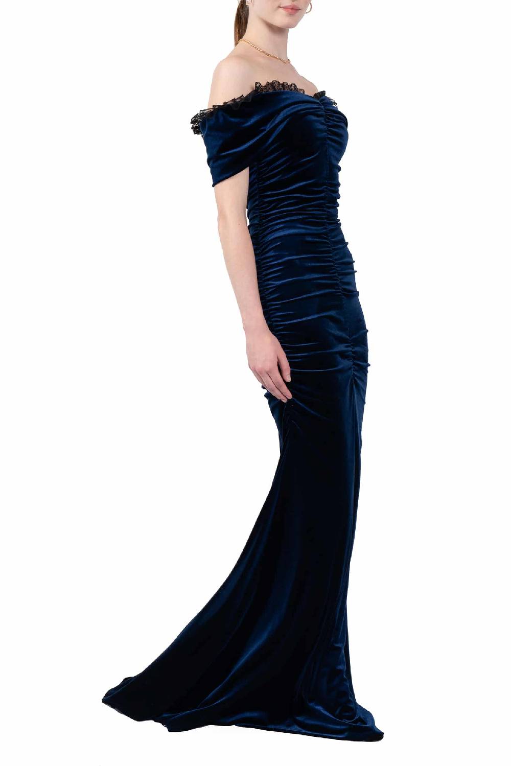 Luisa Beccaria Abito Drappeggiato In Velluto Elasticizzato