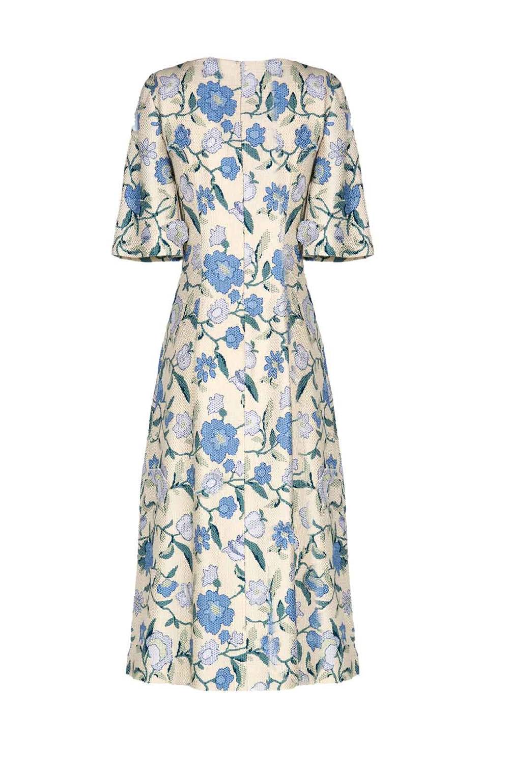 Luisa Beccaria Abito Dritto In Jacquard Fiori Di Campo