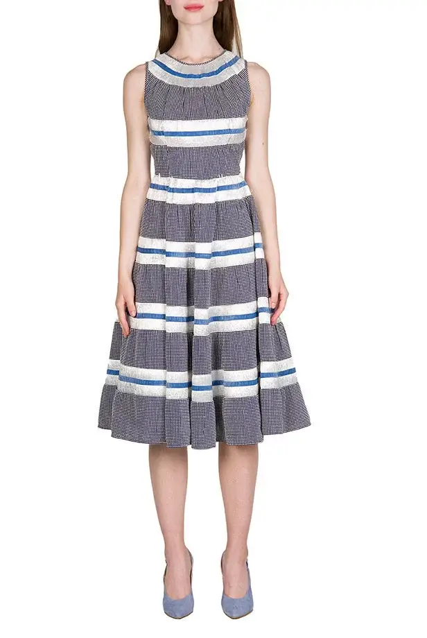 Luisa Beccaria Abito Floreale Senza Maniche In Cotone E Rafia