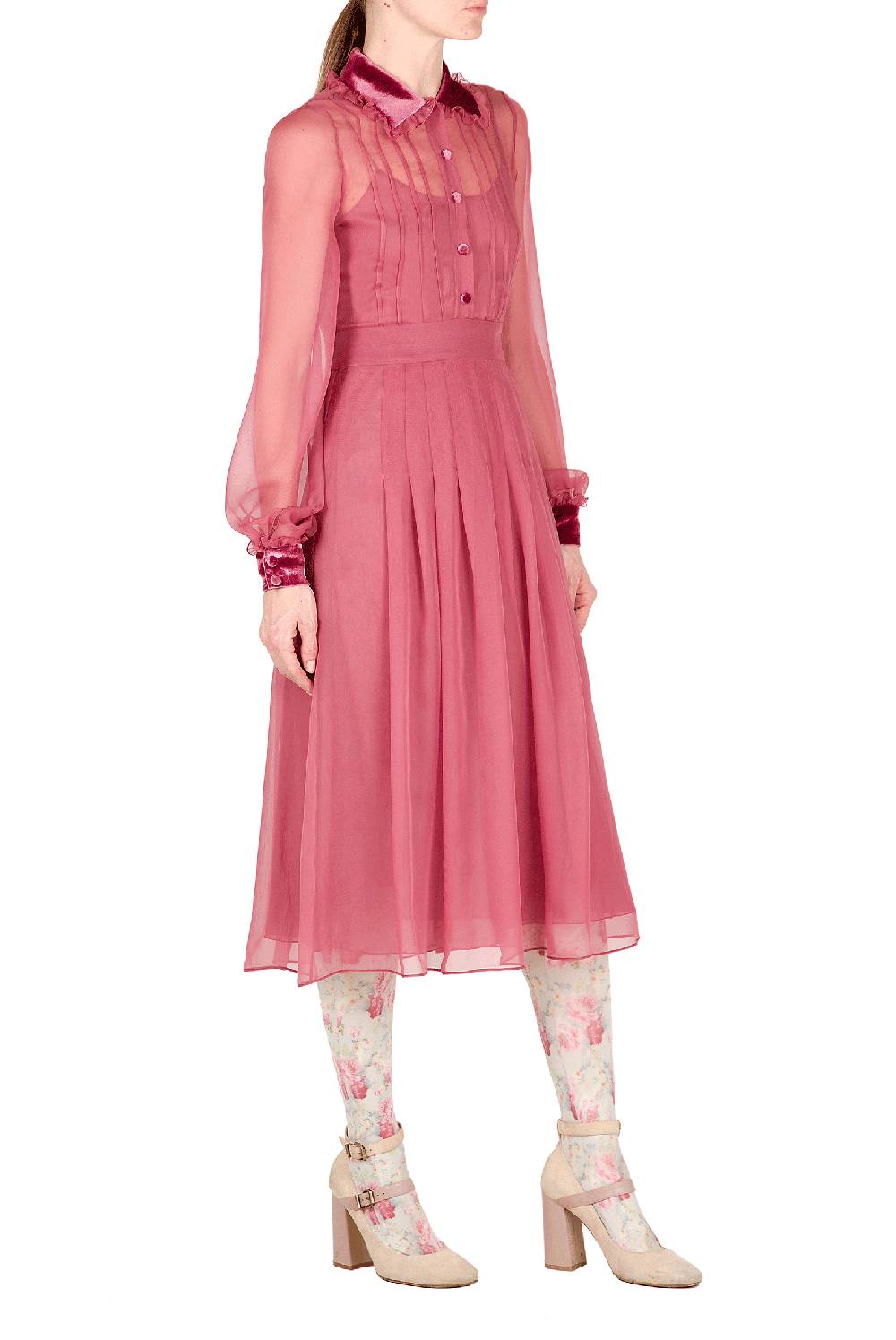 Luisa Beccaria Abito In Chiffon Con Passamaneria In Velluto