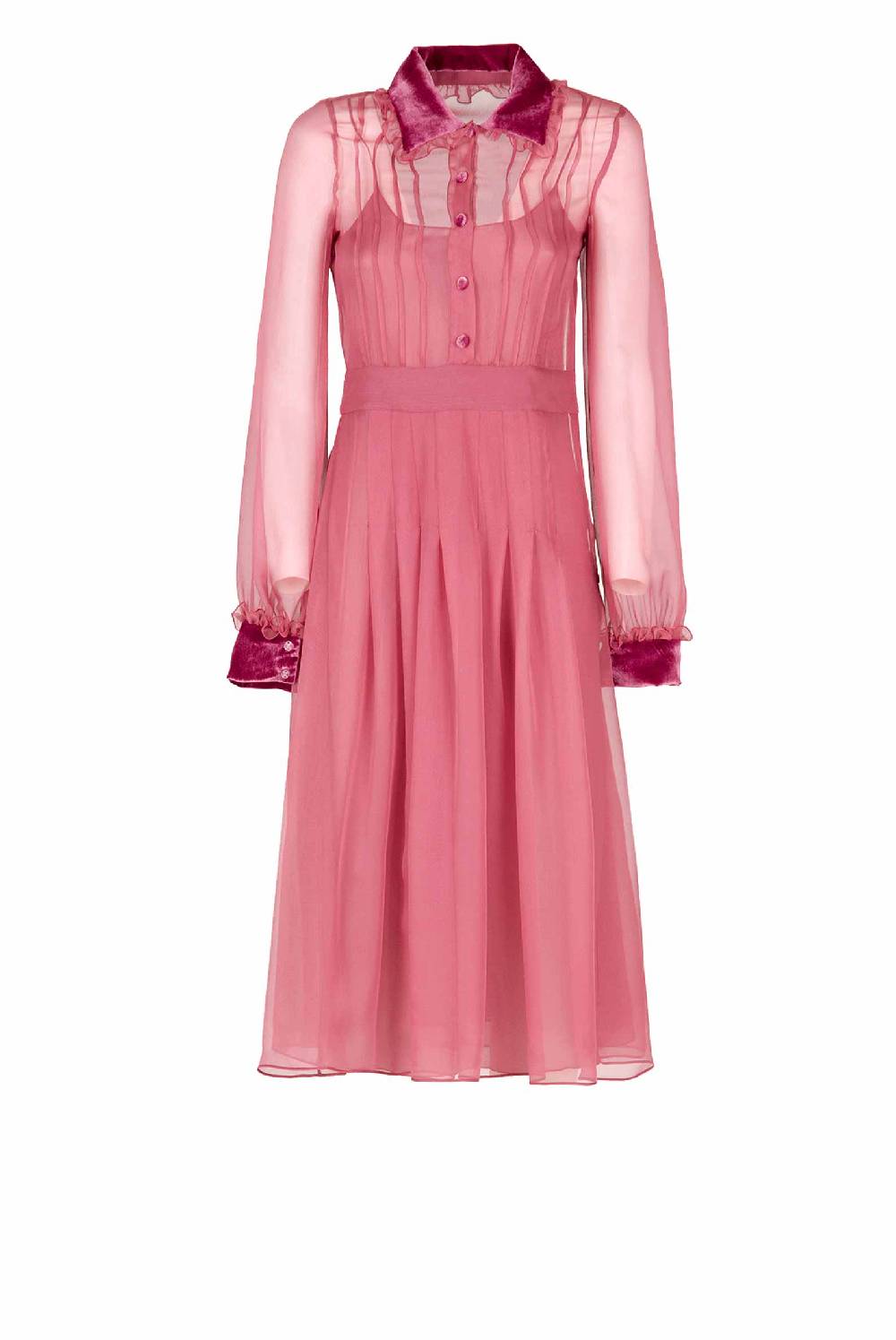 Luisa Beccaria Abito in chiffon con passamaneria in velluto