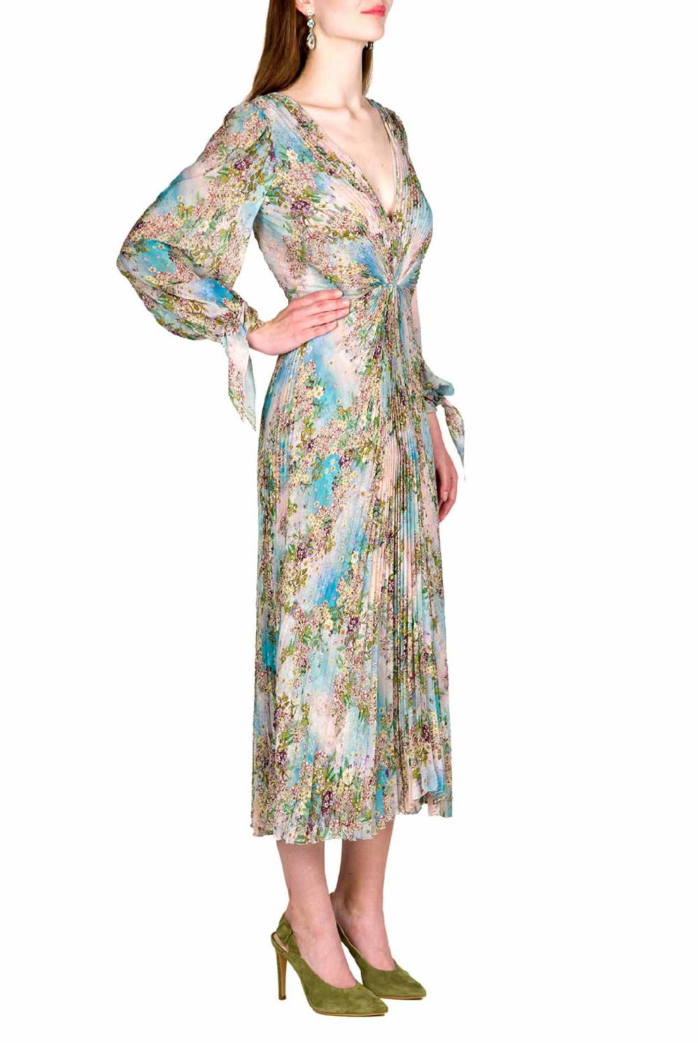 Luisa Beccaria Abito In Chiffon Con Stampa Floreale