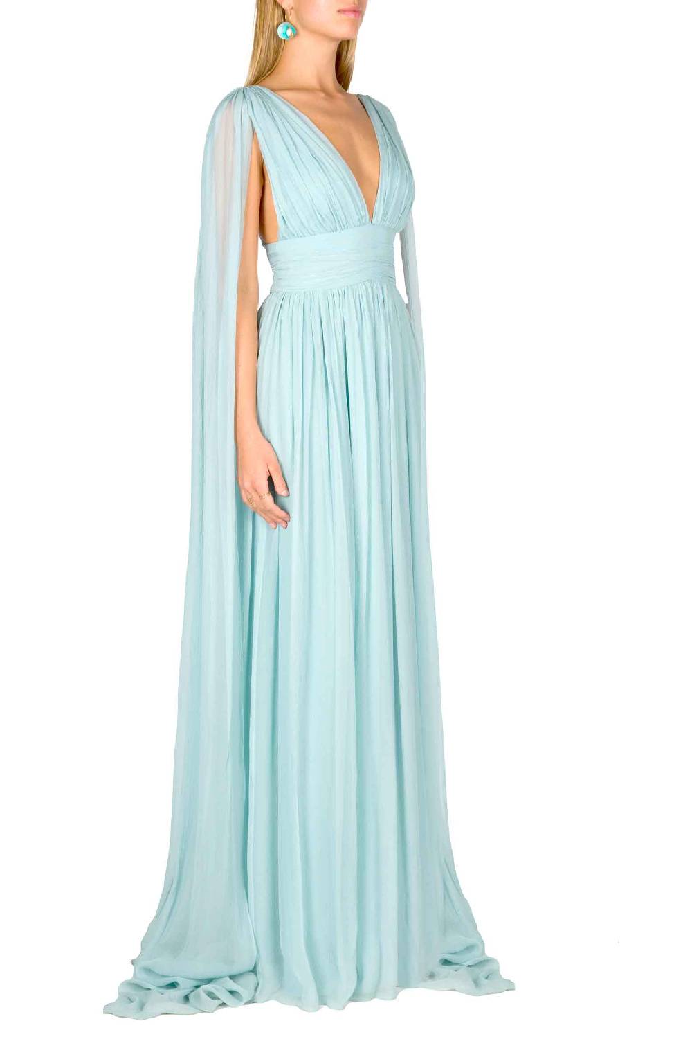 Luisa Beccaria Abito In Chiffon Di Seta Effetto Mantella