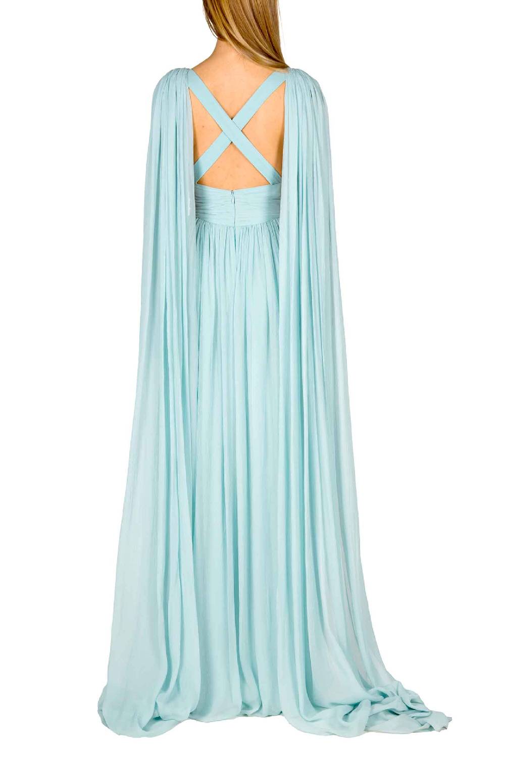 Luisa Beccaria Abito In Chiffon Di Seta Effetto Mantella