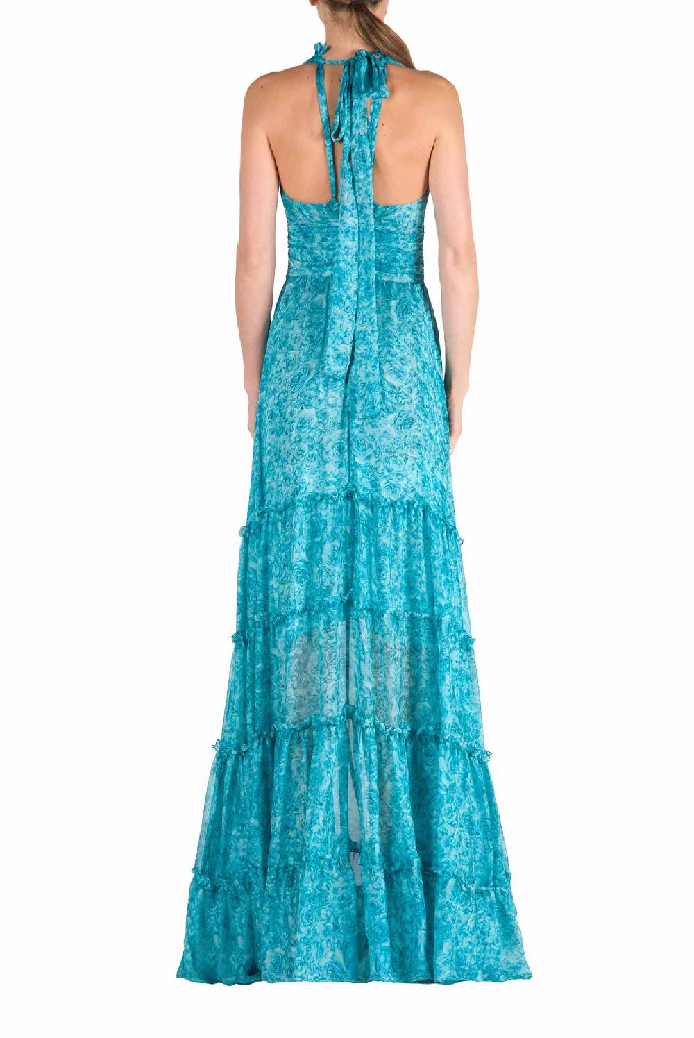 Luisa Beccaria Abito In Chiffon Di Seta Stampato Con Rose