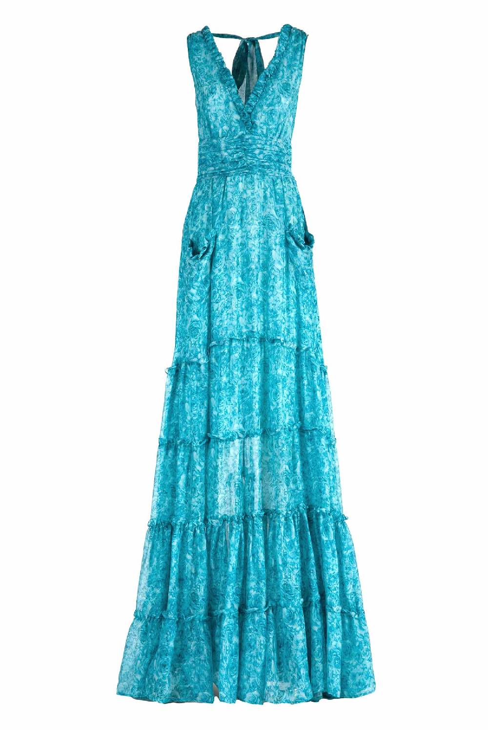 Luisa Beccaria Abito in chiffon di seta stampato con rose