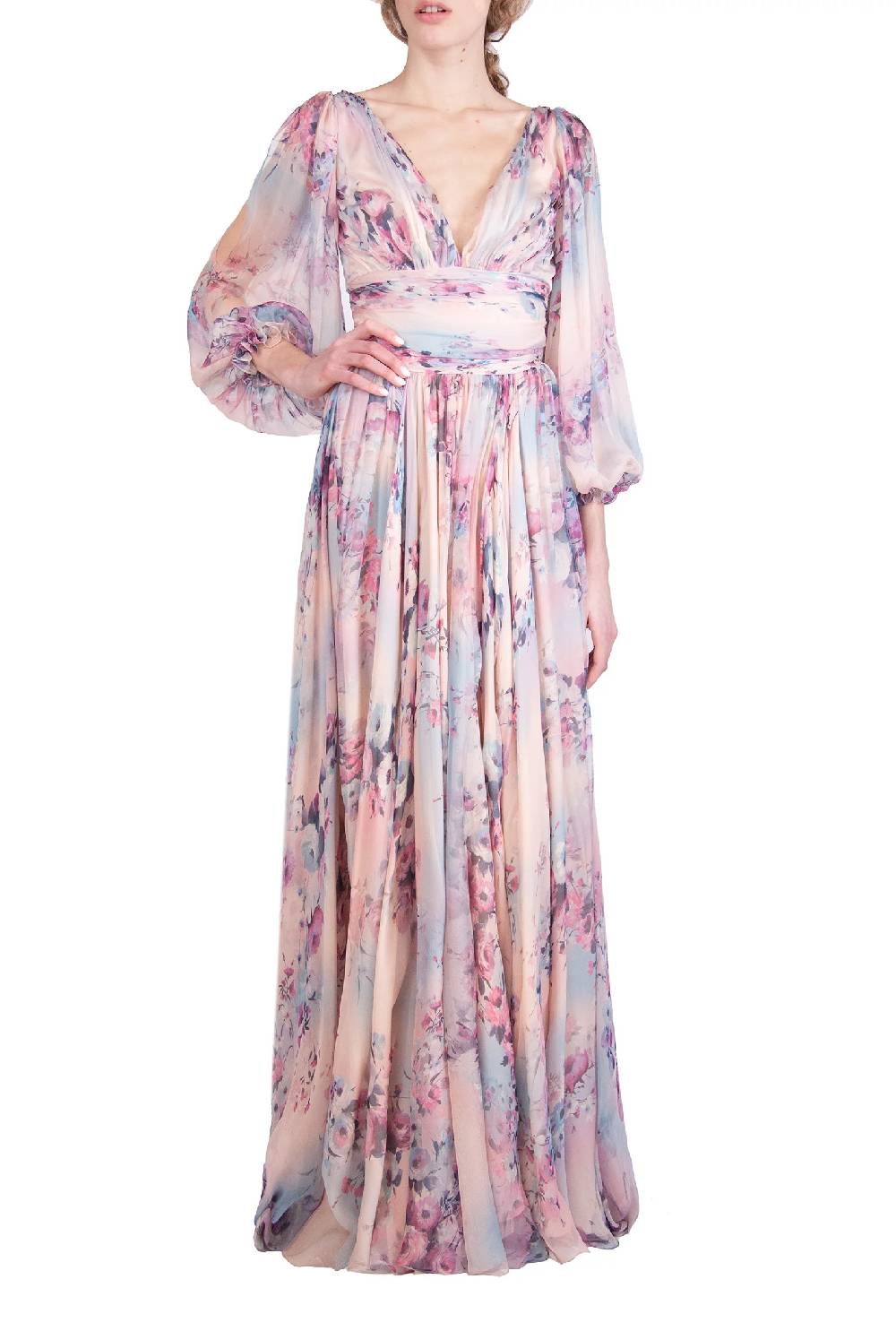 Luisa Beccaria Abito In Chiffon Stampato Di Lucrezia