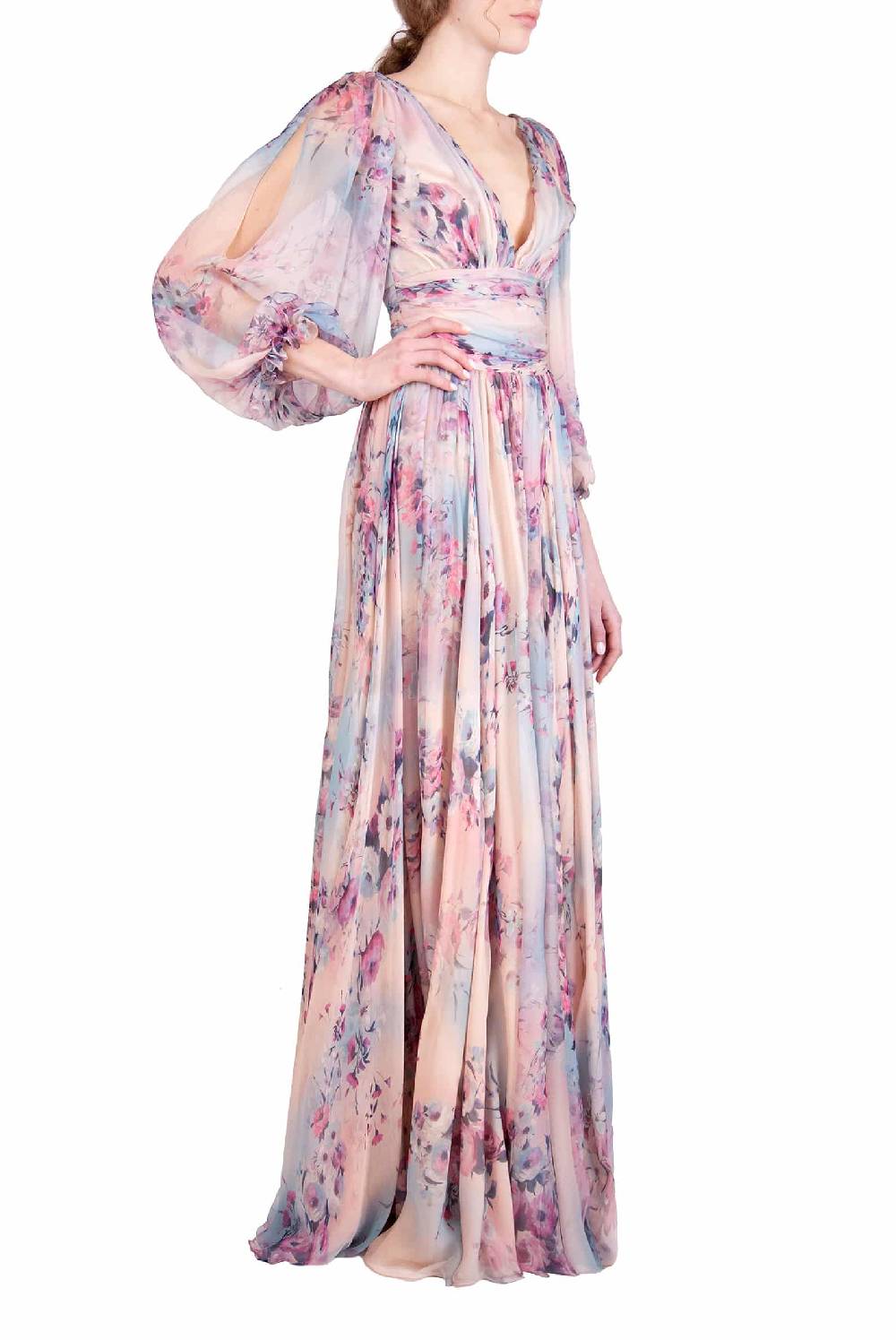 Luisa Beccaria Abito In Chiffon Stampato Di Lucrezia