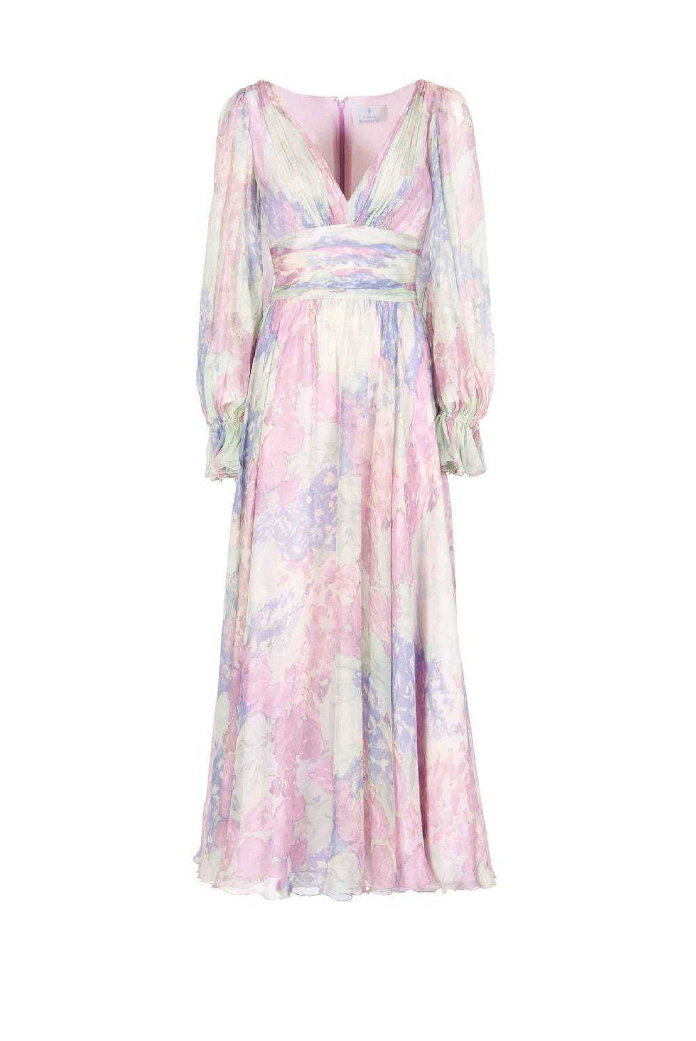 Luisa Beccaria Abito in chiffon stampato Luna con fiori astratti