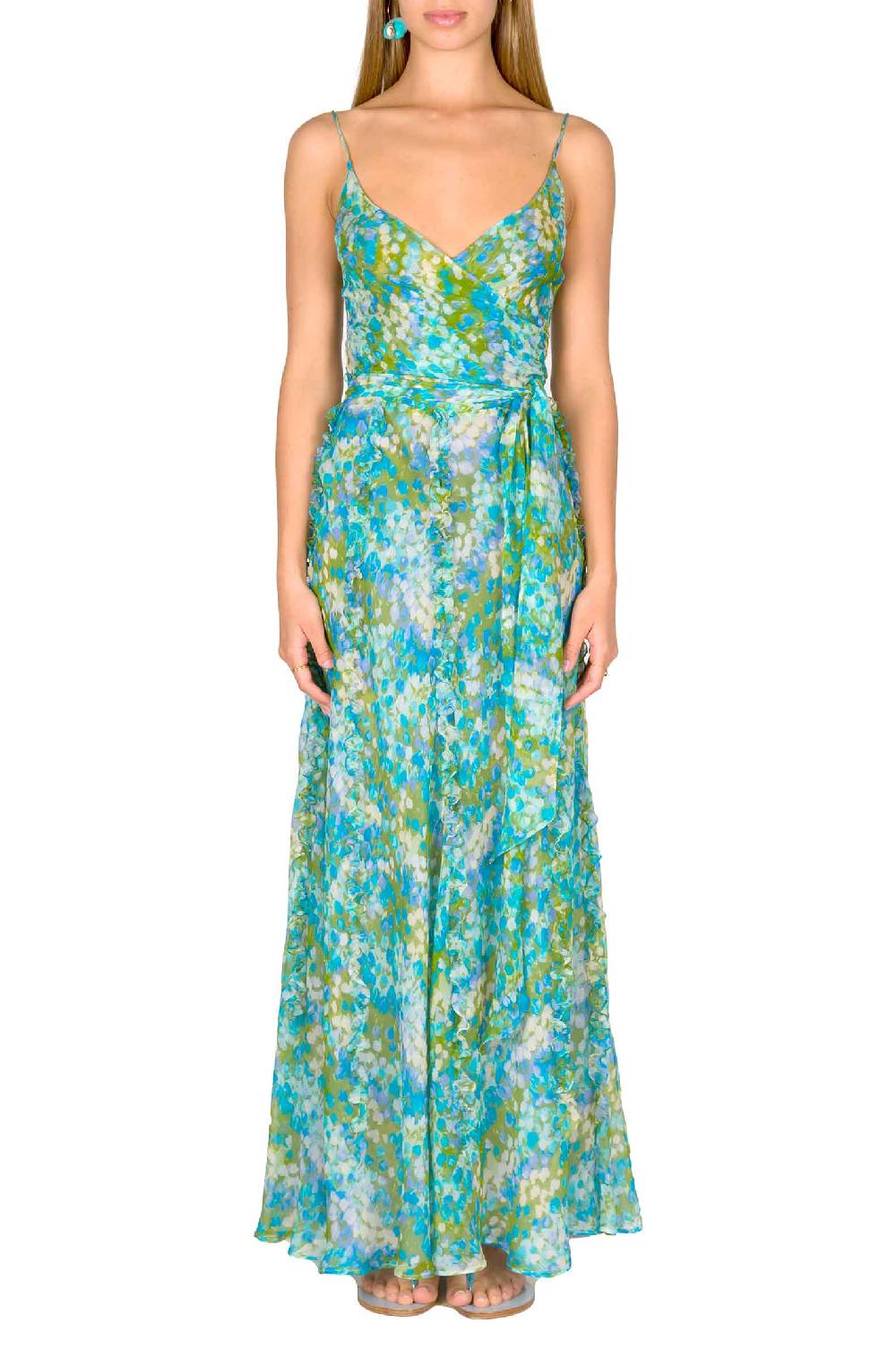 Luisa Beccaria Abito In Chiffon Stampato Nereida Monet