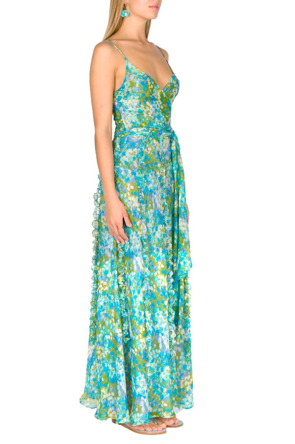 Luisa Beccaria Abito In Chiffon Stampato Nereida Monet