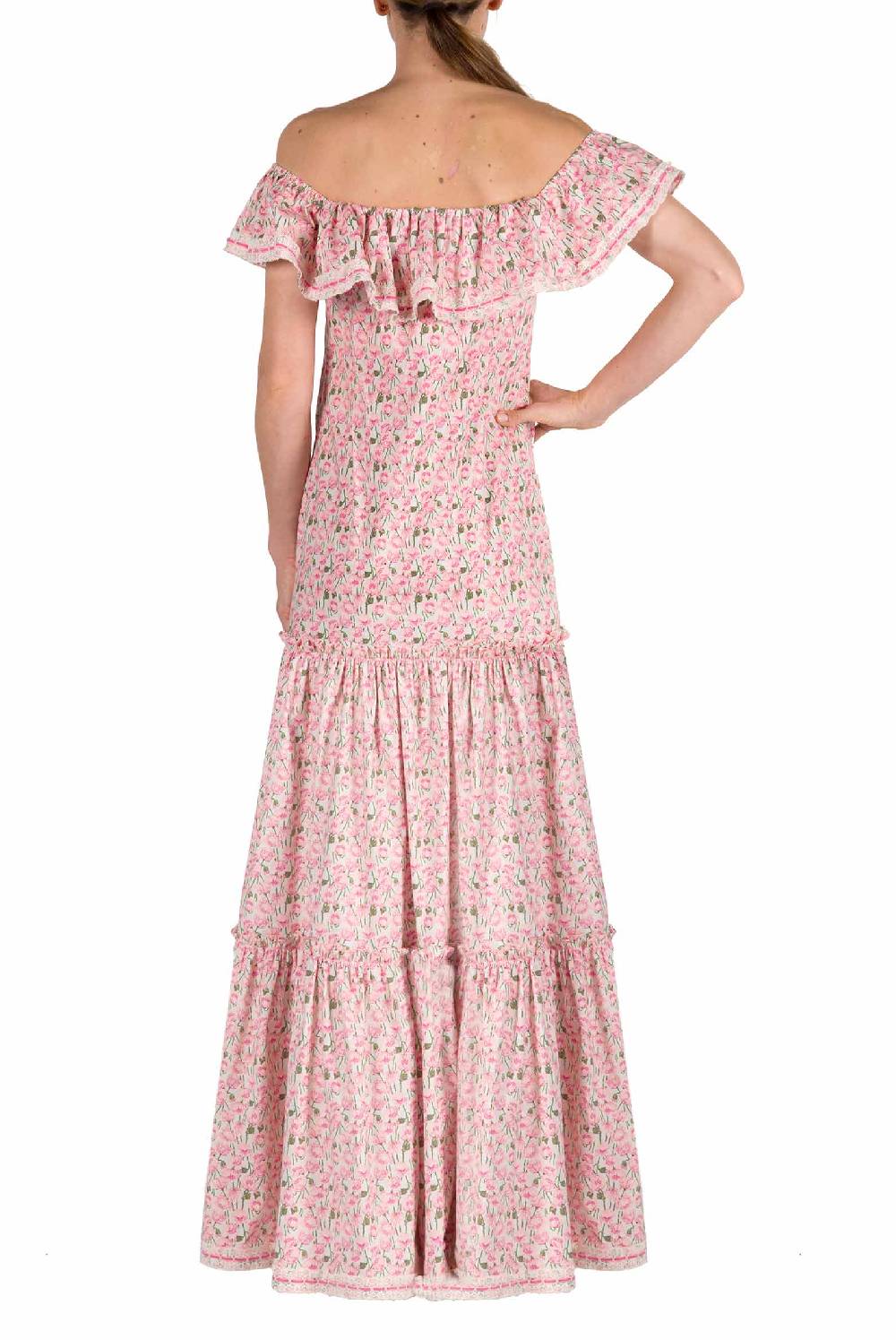 Luisa Beccaria Abito In Cotone Elasticizzato Con Stampa Micro Papaveri