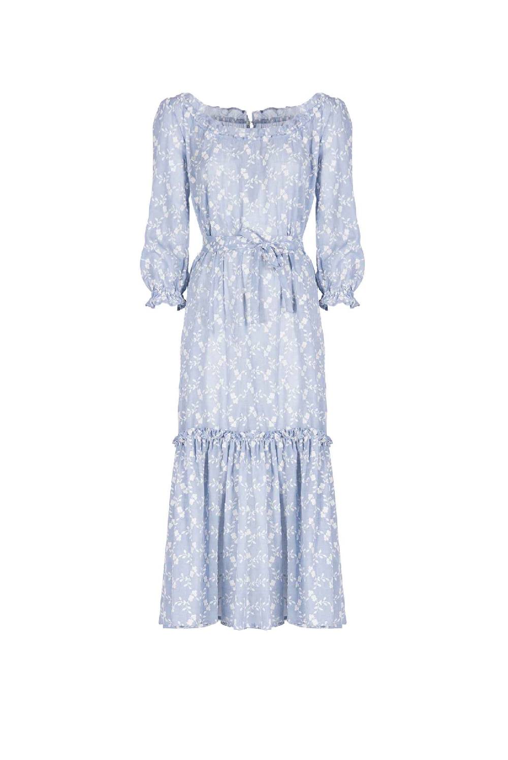 Luisa Beccaria Abito In Cotone Ricamato Floreale Con Balza