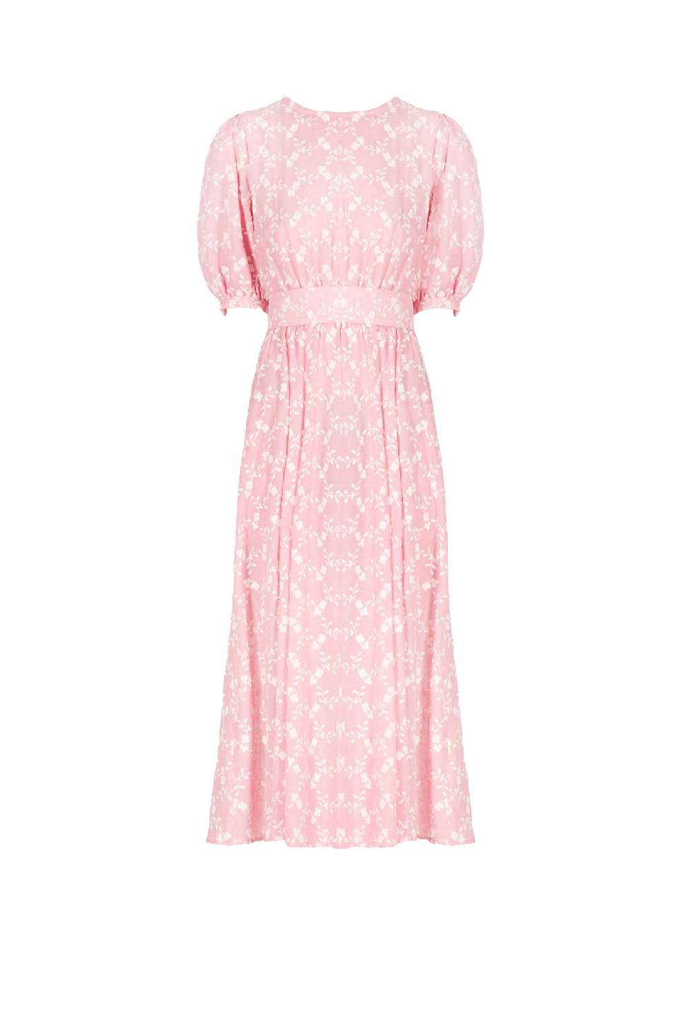 Luisa Beccaria Abito In Cotone Ricamato Floreale Con Cintura Staccabile