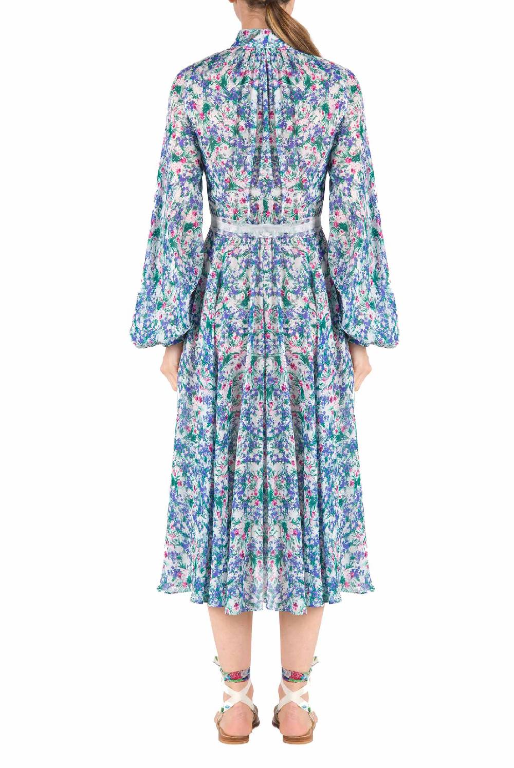 Luisa Beccaria Abito In Georgette Carla Maria Con Stampa Floreale