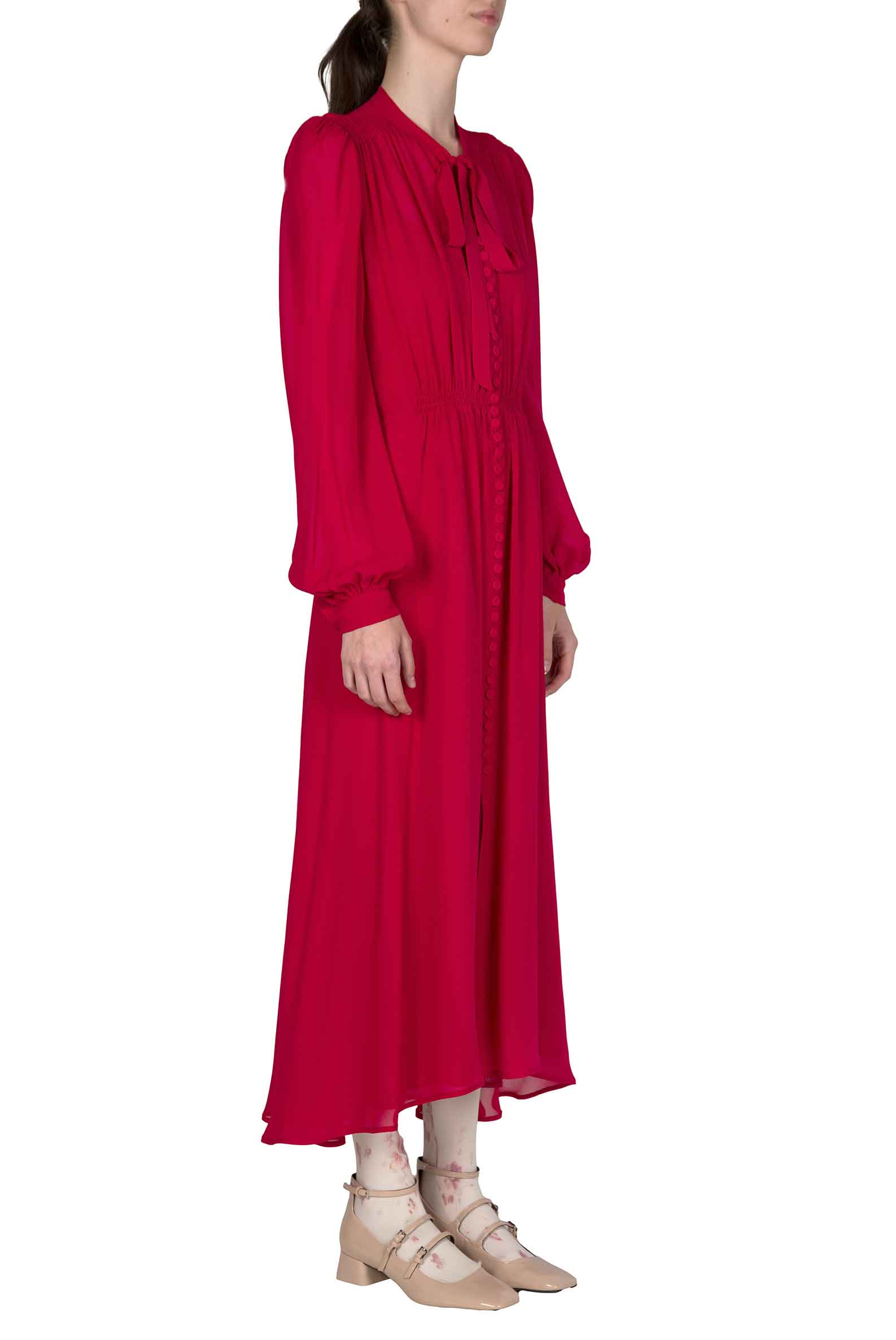 Luisa Beccaria Abito In Georgette Con Dettaglio Fiocco