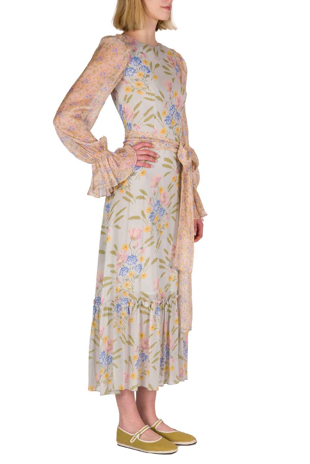 Luisa Beccaria Abito In Georgette Stampata Blooming Mirage