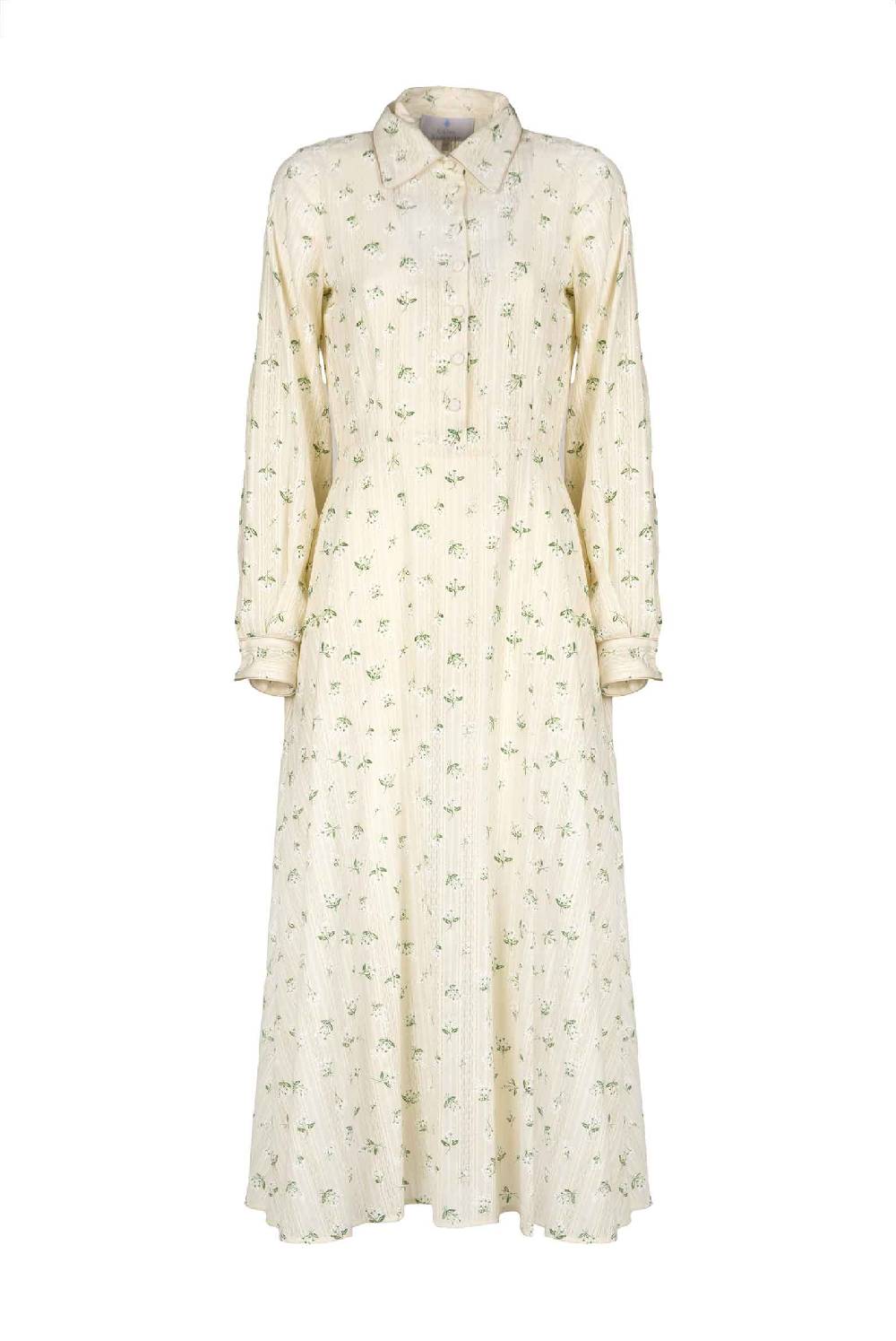 Luisa Beccaria Abito in jacquard a fiori stampati in cotone