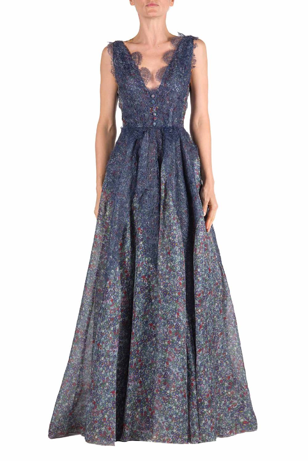 Luisa Beccaria Abito In Organza Con Stampa Floreale