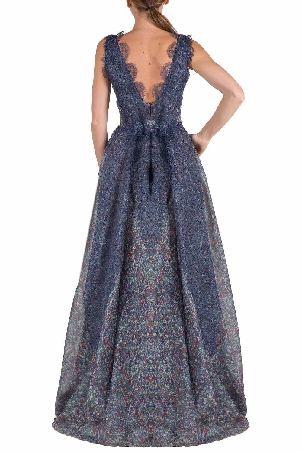 Luisa Beccaria Abito In Organza Con Stampa Floreale