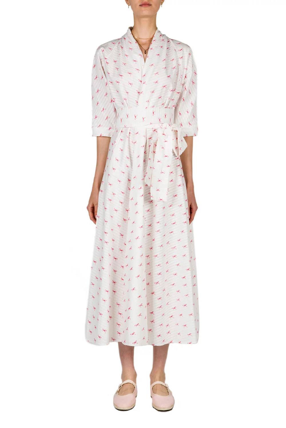 Luisa Beccaria Abito In Popeline Di Cotone Stampato A Portafoglio Luisa