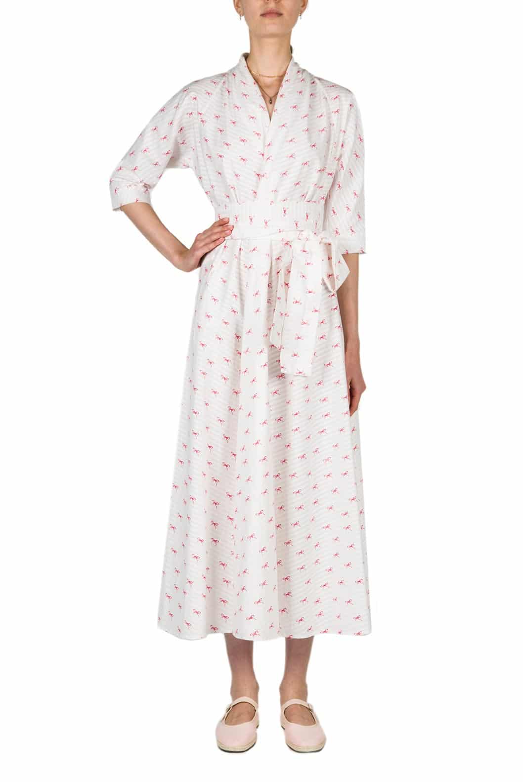 Luisa Beccaria Abito In Popeline Di Cotone Stampato A Portafoglio Luisa