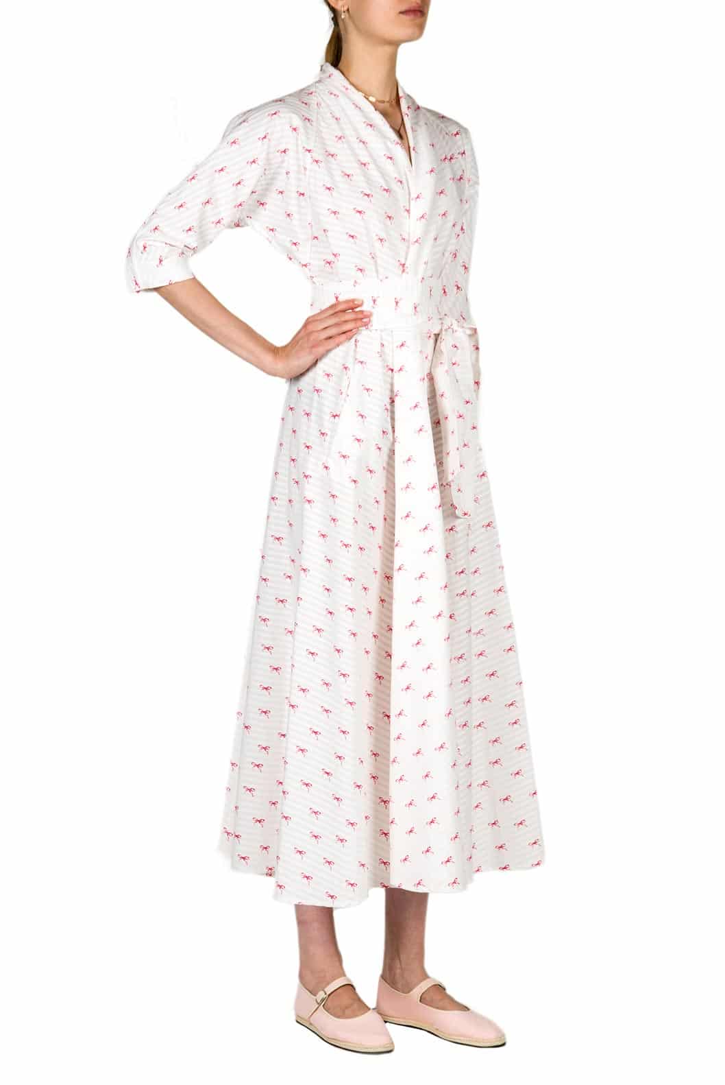 Luisa Beccaria Abito In Popeline Di Cotone Stampato A Portafoglio Luisa