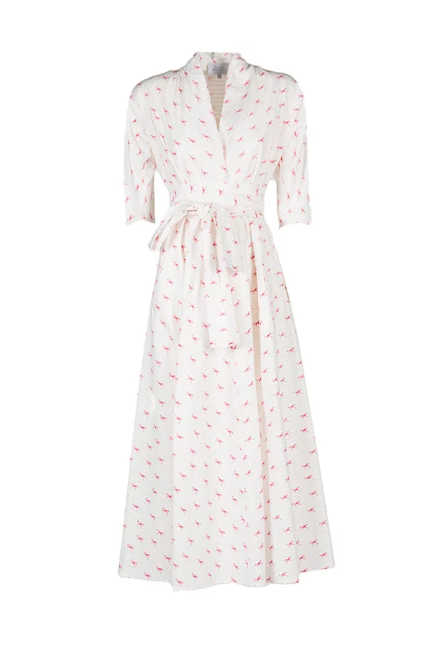 Luisa Beccaria Abito in popeline di cotone stampato a portafoglio Luisa