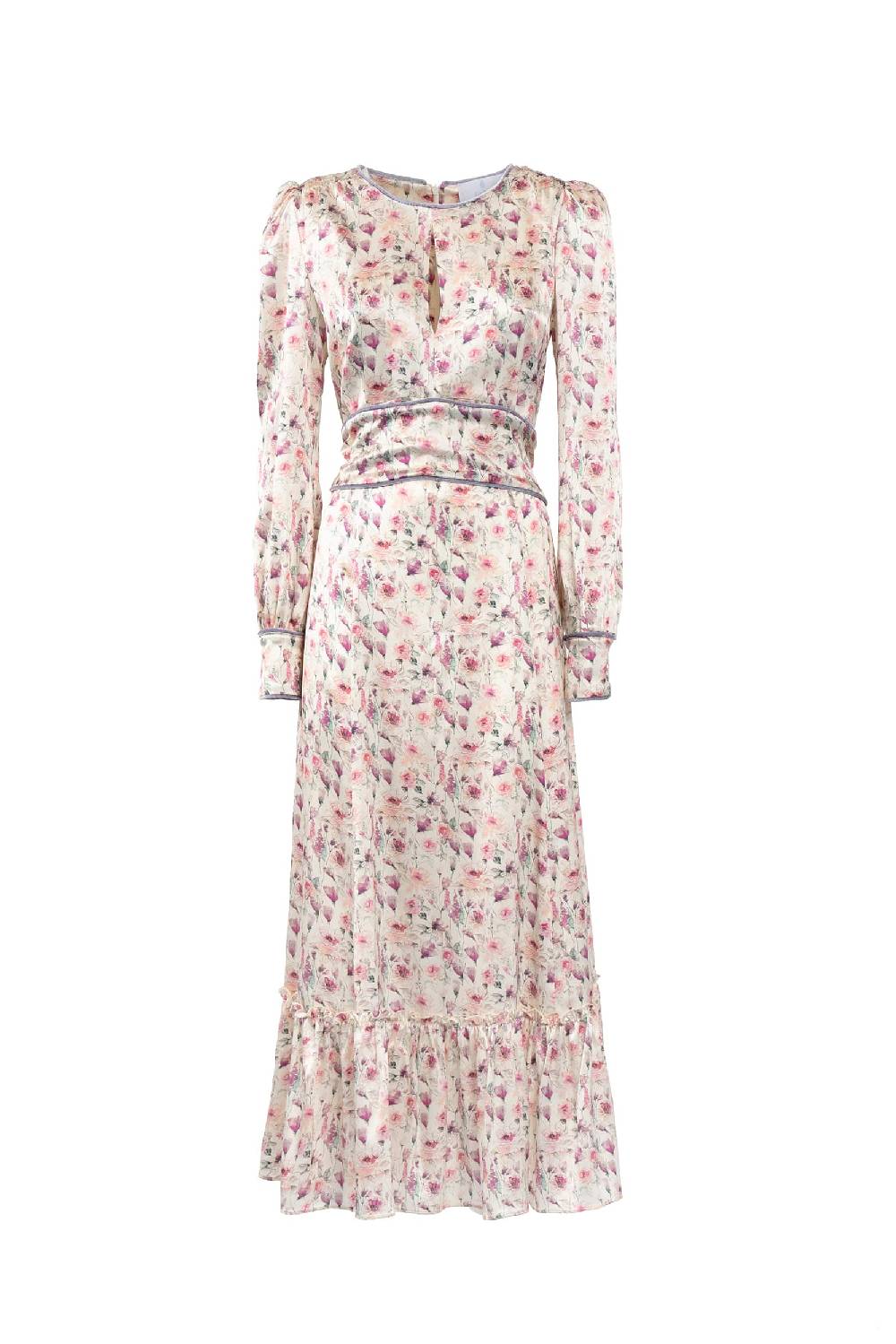 Luisa Beccaria Abito in raso stampato crema con rose selvatiche Luisa Beccaria Abito in raso stampato crema con rose selvatiche