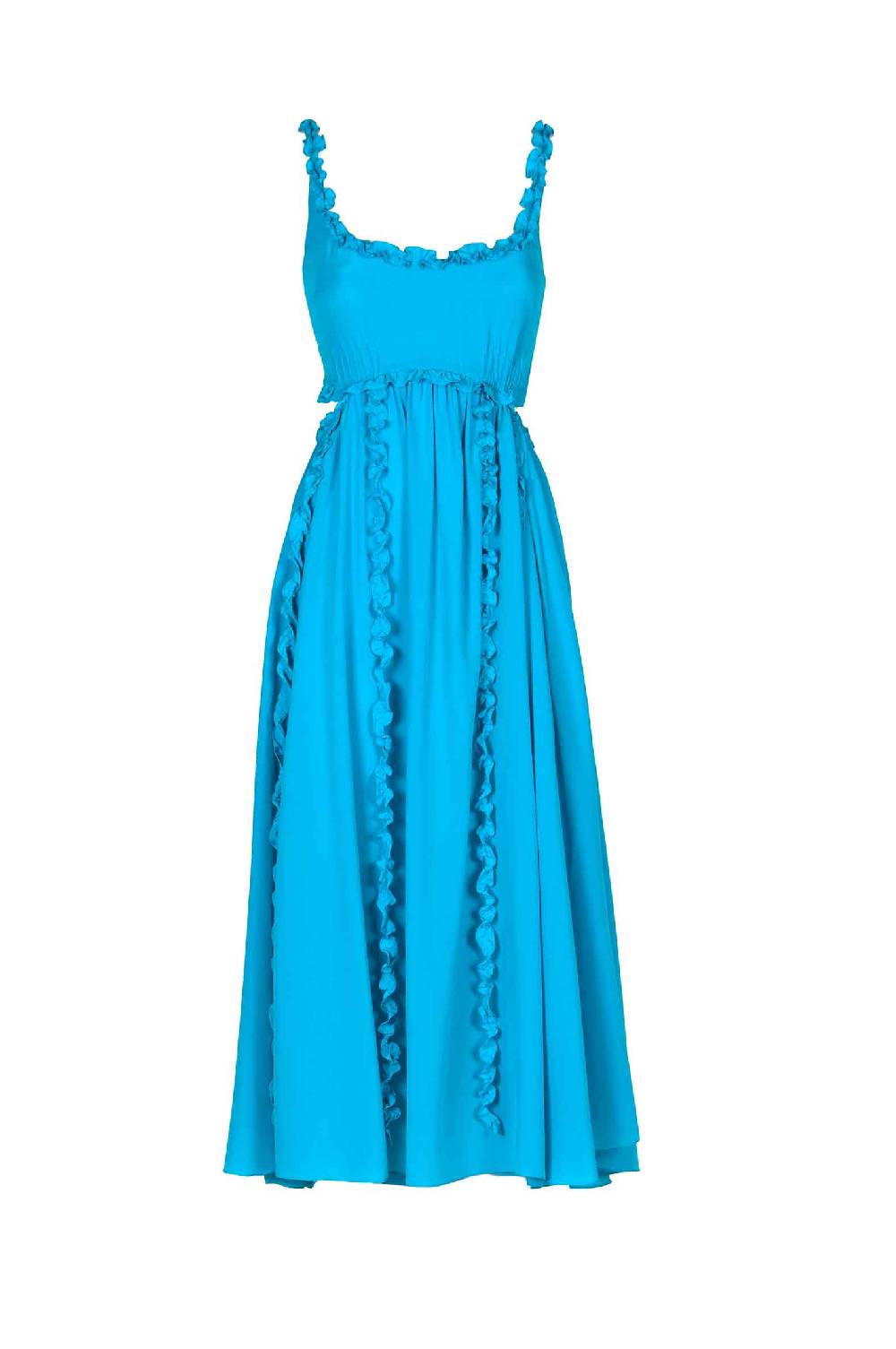 Luisa Beccaria Abito in seta turchese con dettagli in ruches