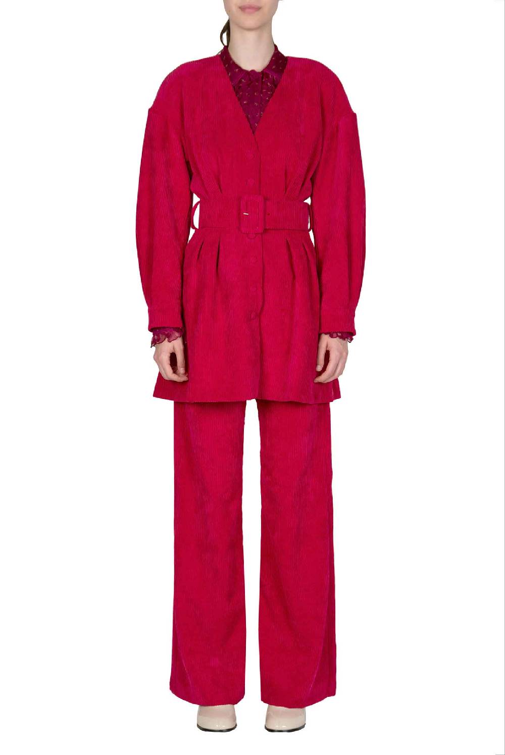 Luisa Beccaria Abito In Velluto A Coste Con Cintura