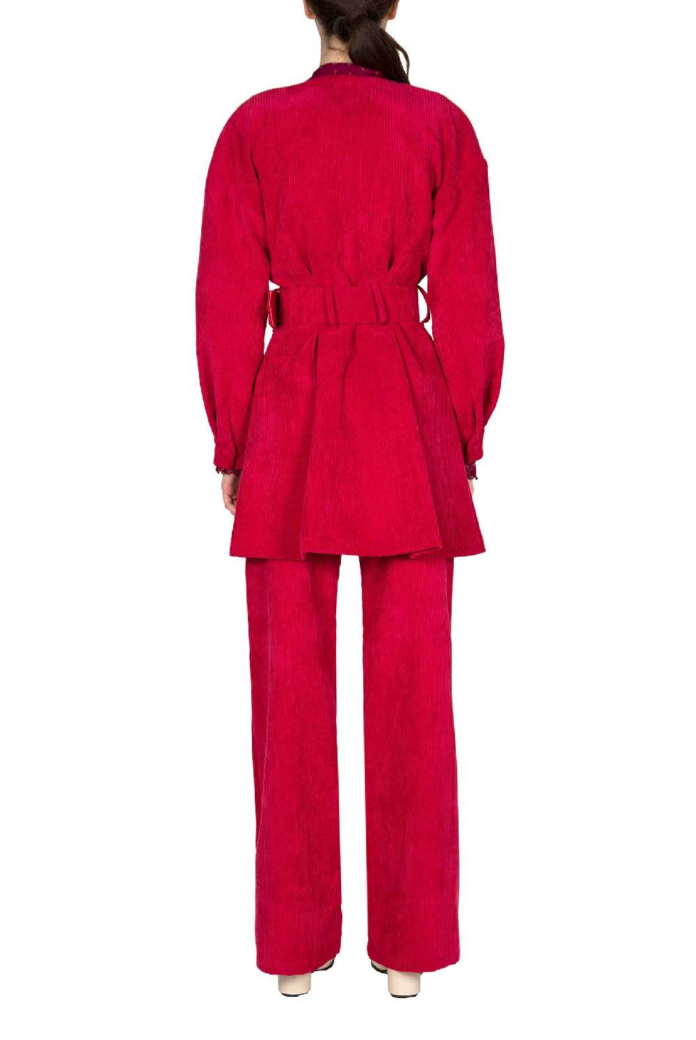 Luisa Beccaria Abito In Velluto A Coste Con Cintura