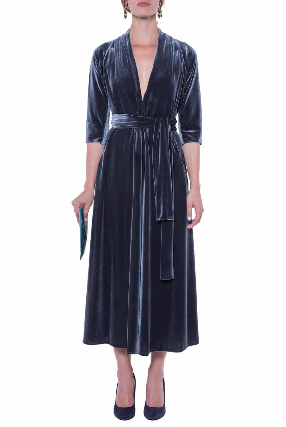 Luisa Beccaria Abito In Velluto A Portafoglio Luisa