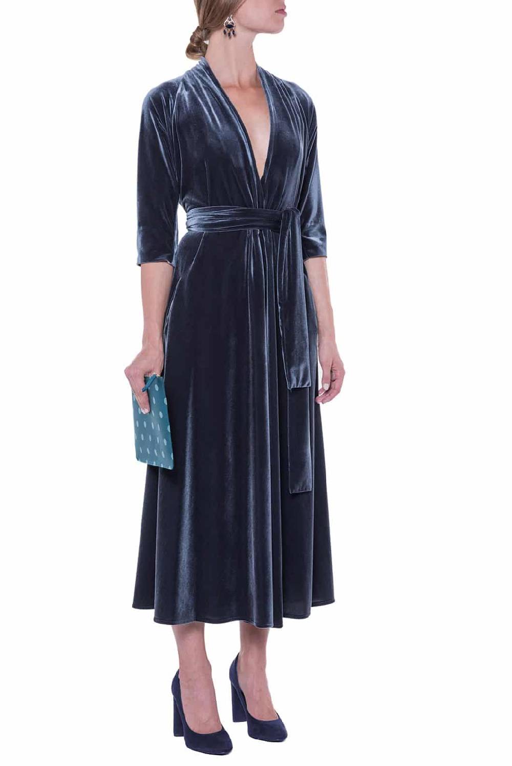 Luisa Beccaria Abito In Velluto A Portafoglio Luisa