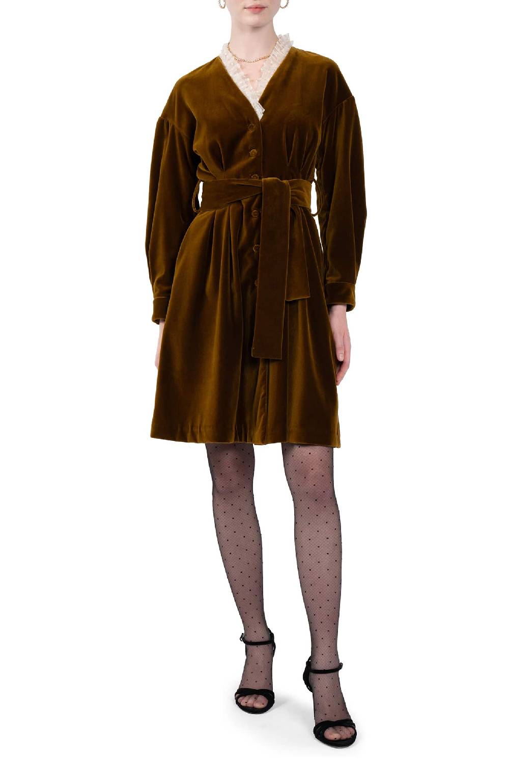 Luisa Beccaria Abito In Velluto Con Scollatura In Pizzo