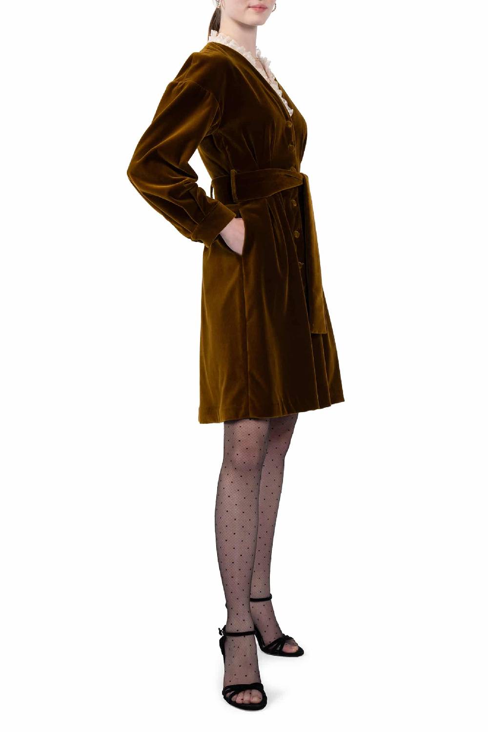 Luisa Beccaria Abito In Velluto Con Scollatura In Pizzo