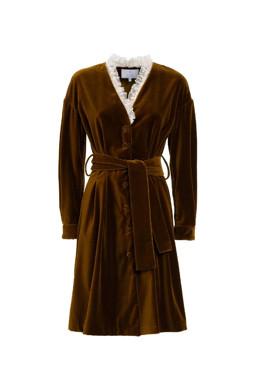 Luisa Beccaria Abito in velluto con scollatura in pizzo