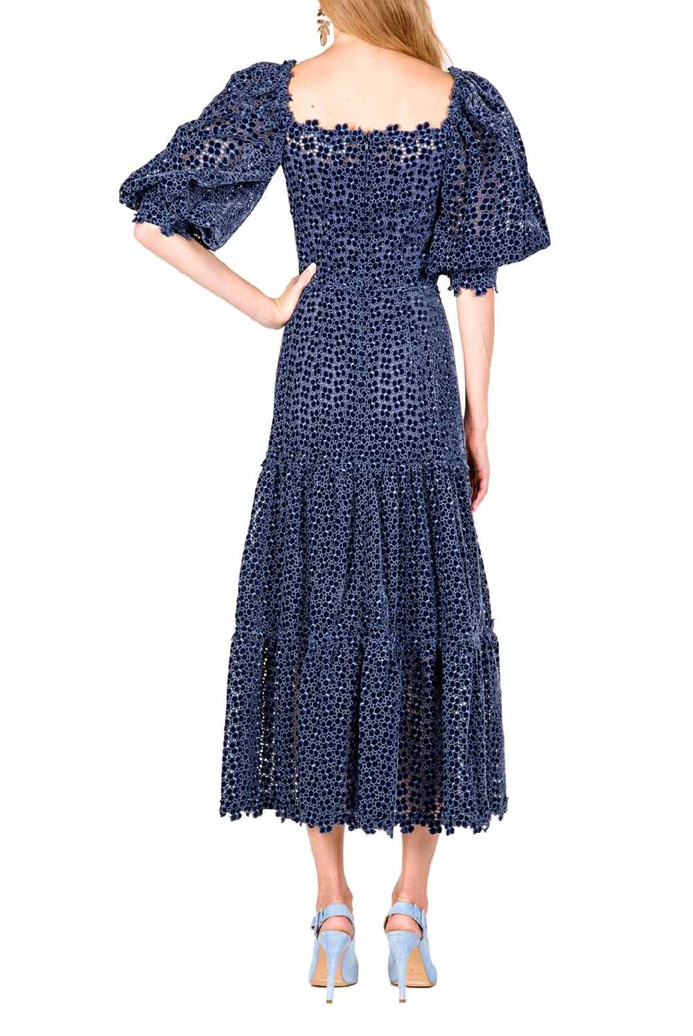 Luisa Beccaria Abito Longuette Con Maniche A Sbuffo Ricamato Floreale