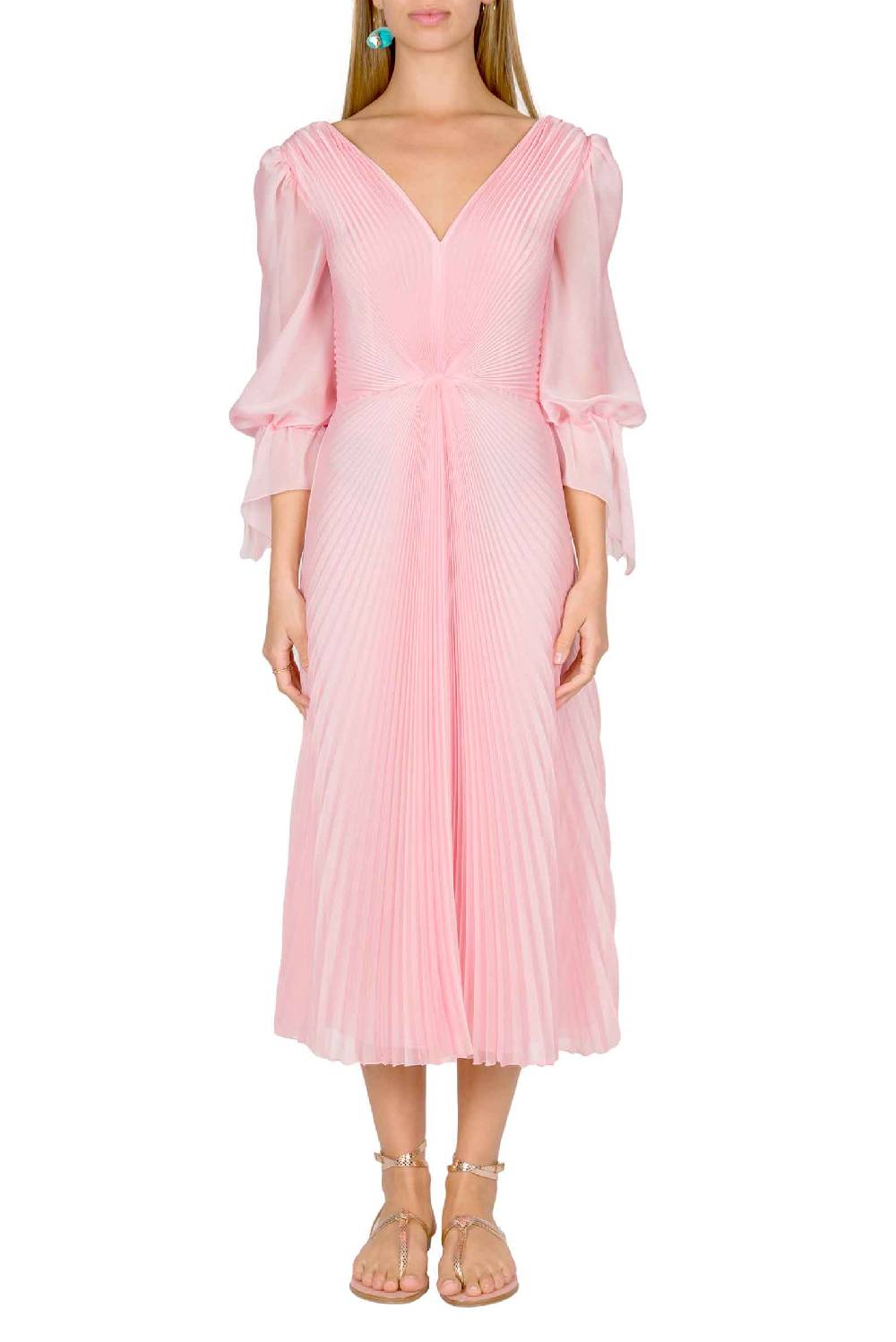 Luisa Beccaria Abito Longuette In Chiffon Plissettato Angelina