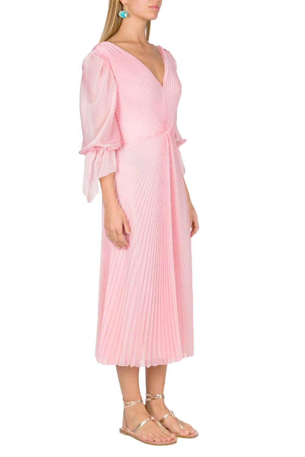 Luisa Beccaria Abito Longuette In Chiffon Plissettato Angelina