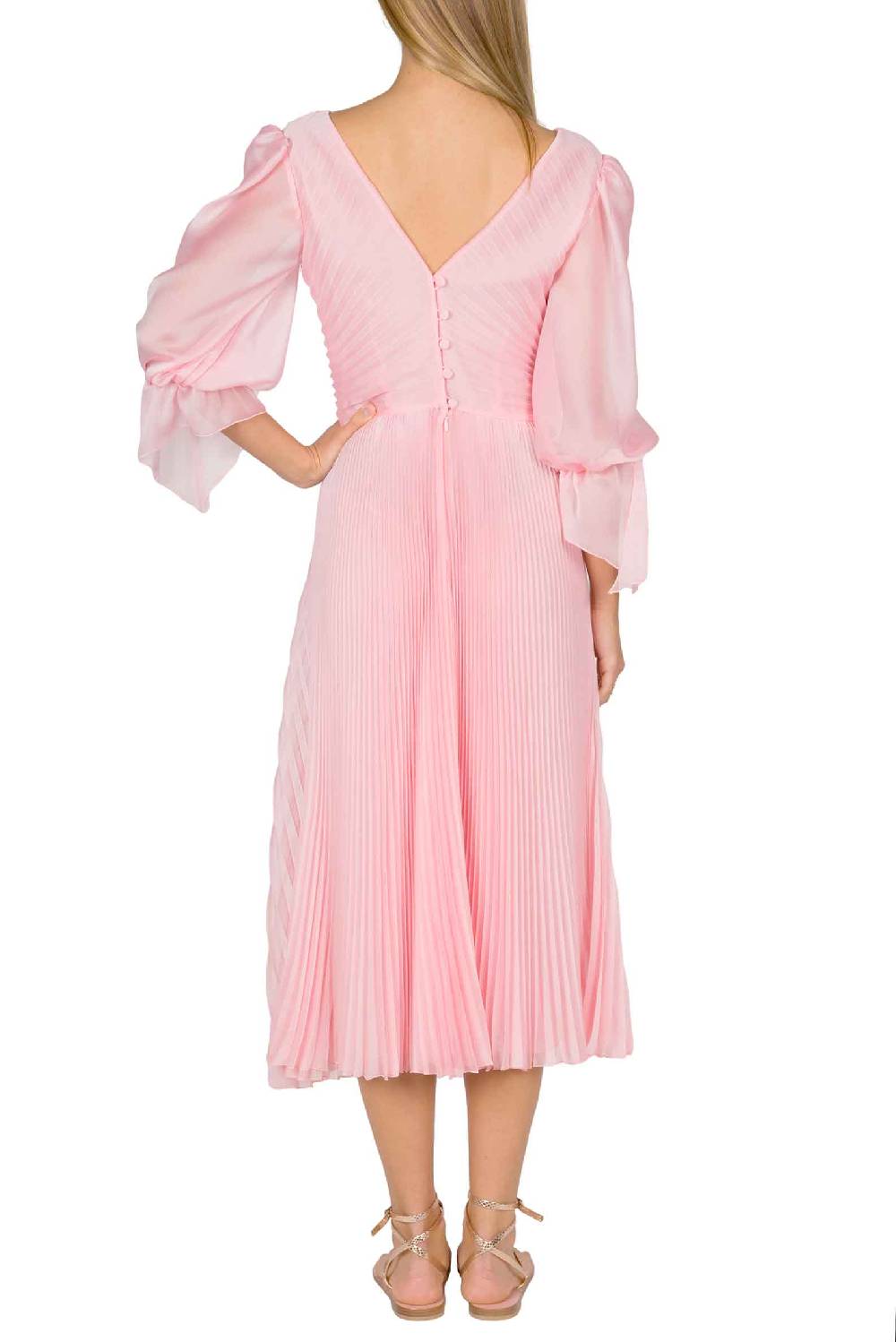 Luisa Beccaria Abito Longuette In Chiffon Plissettato Angelina