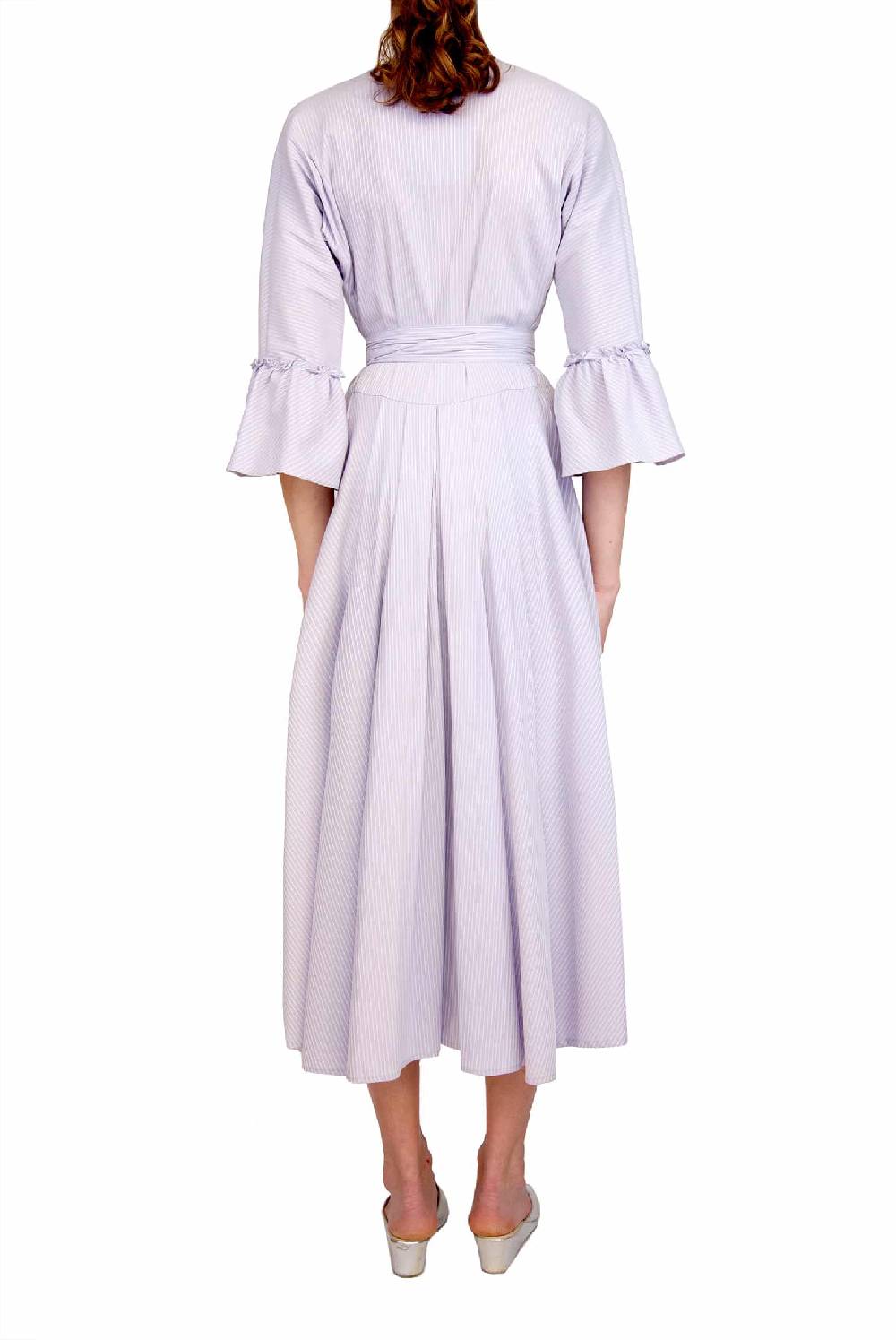 Luisa Beccaria Abito Luisa In Cotone Elasticizzato A Righe Lilla / Bianco