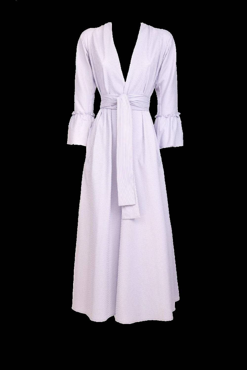 Luisa Beccaria Abito Luisa in cotone elasticizzato a righe lilla / bianco