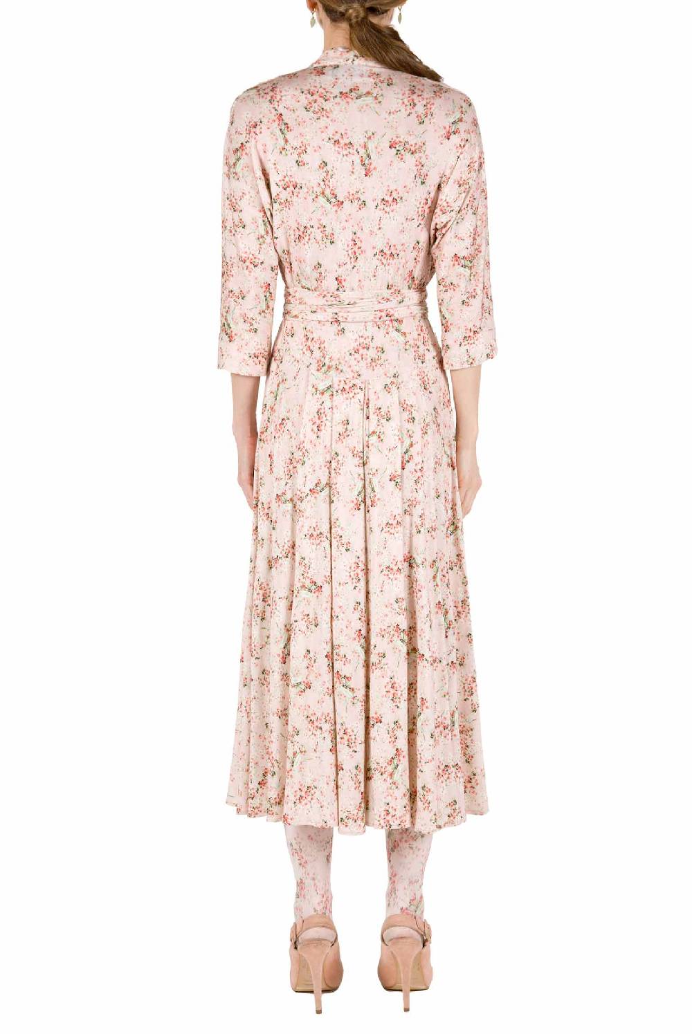 Luisa Beccaria Abito Luisa In Jersey Con Stampa Boccioli Di Rosa